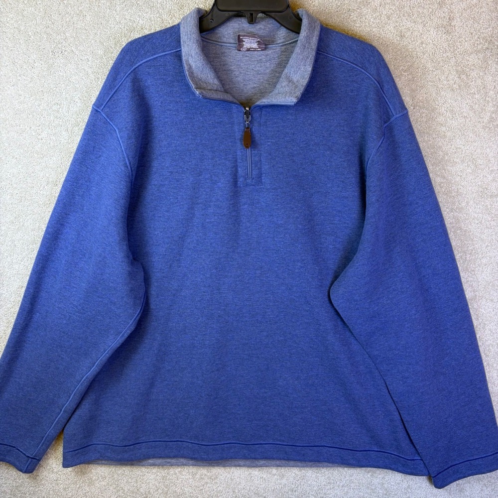 Johnston & Murphy Quarter Zip Pullover Mens XXXL Blue Reversible Sweatshirt 3XL